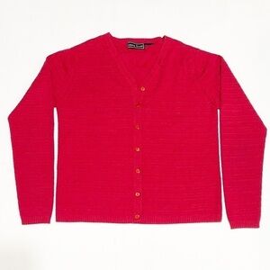 Laura Scott Red Cardigan Sweater Size S